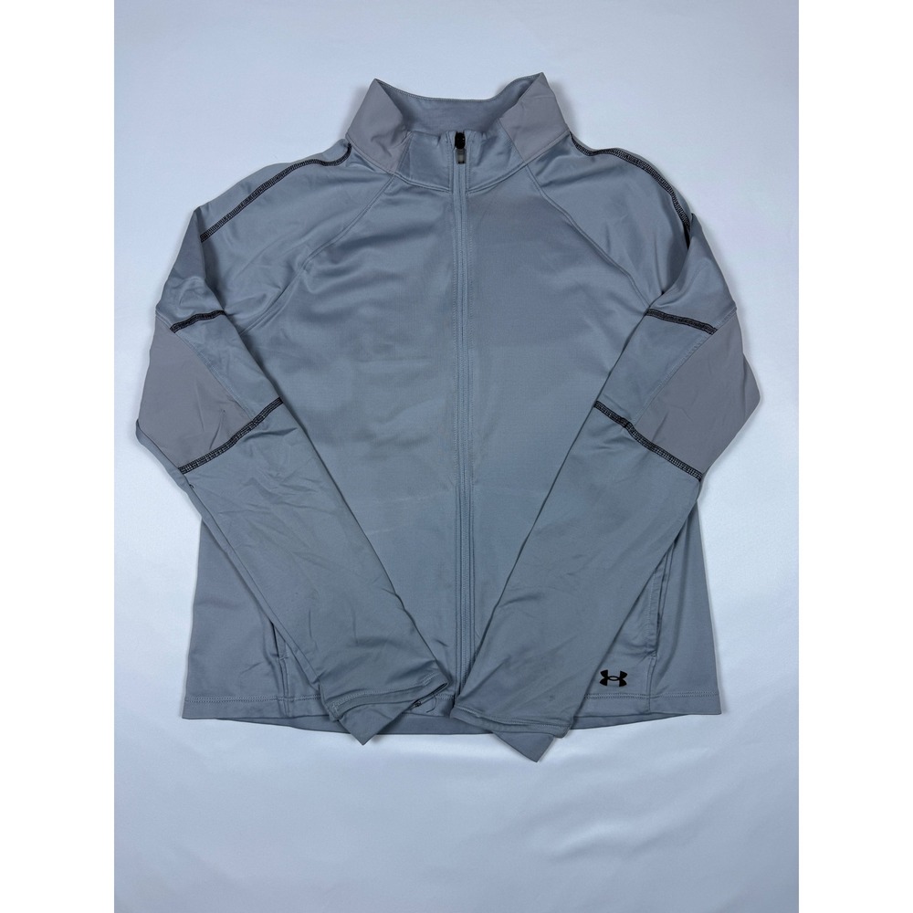Under Armour Mens Small Gray Full Zip Track Jacket Mock Neck 1373968‎